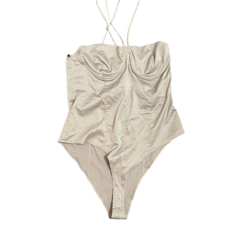 Zara satin effect spaghetti strap bodysuits size large NWT